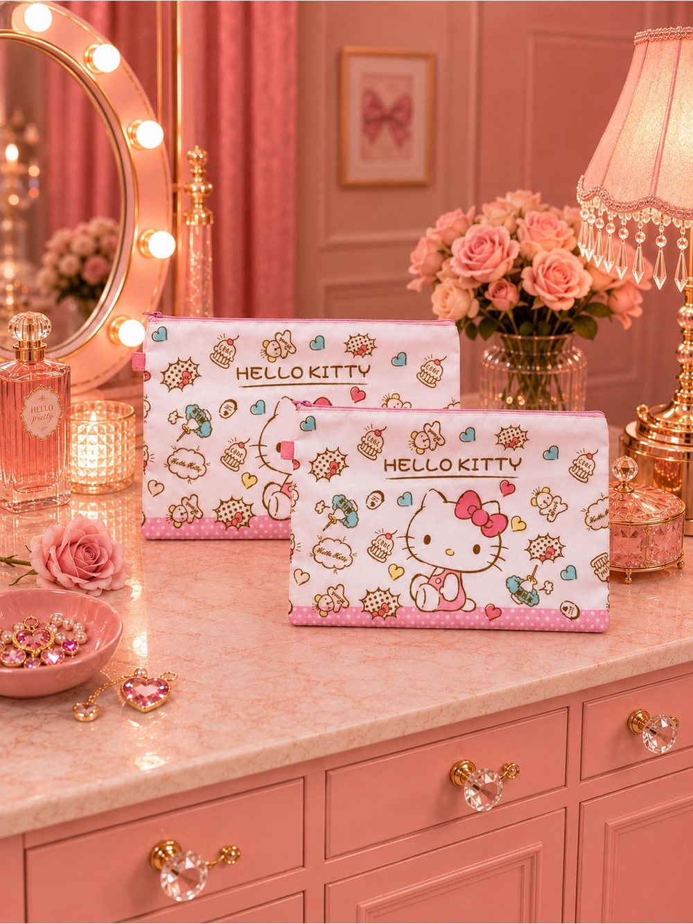 Large Hello Kitty Toiletry / Travel Bag – 10” x 14” – New With Tags